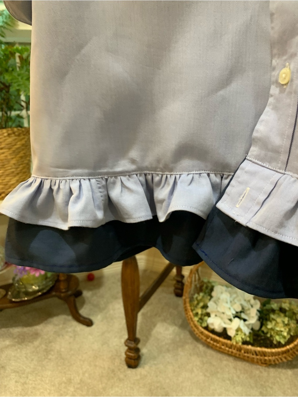 Ralph Lauren Light Blue Ruffle Trim Button-Down Shirt - Picture 4 of 6
